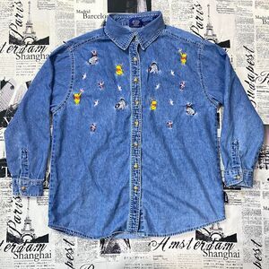 Disney Women's Blue and Navy Blouse Winnie the Pooh